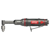 A Zipp Air Tool USA industrial angle drill with a chuck type design, featuring a gray body with red and black details.